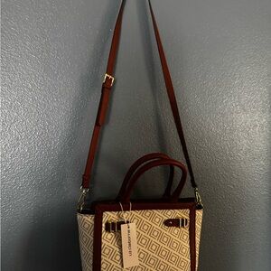 Liz Claiborne Brown and Gray Crossbody Bag with Adjustable Strap